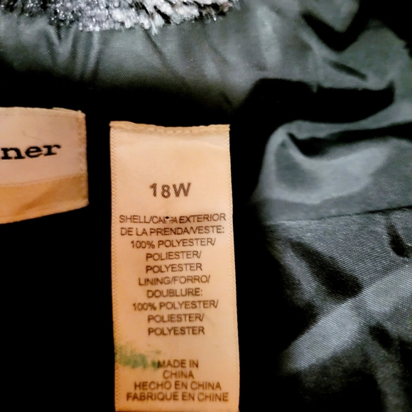 Alfred Dunner Black Zebra Print Faux Fur Jacket Cape One Button Size 18W - Picture 5 of 6